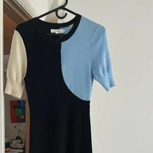 Chinti & Parker Asymmetrical Black and Blue Bodycon Dress size M-L